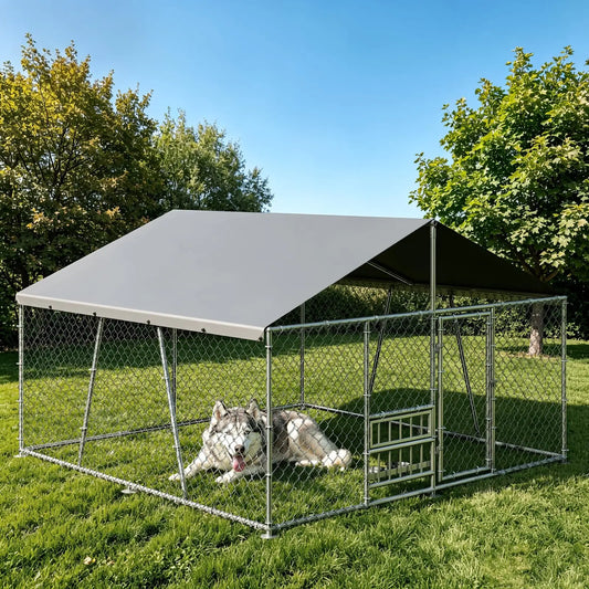 DishyKooker Outdoor Dog Kennel With Waterproof Roof And Lockable Door