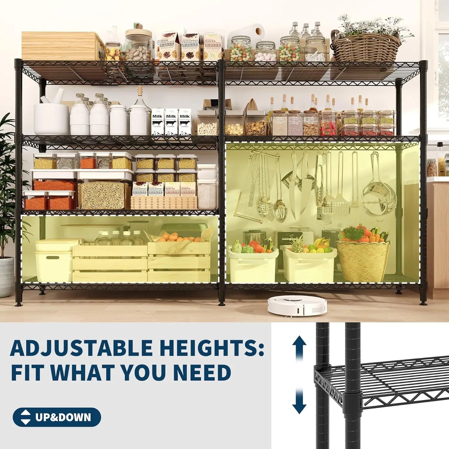 HiMISS Heavy Duty 4 Tier Metal Shelving Unit Kitchen Storage