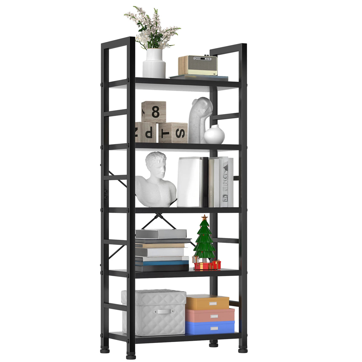 MCQ Sturdy Metal Freestanding Bookshelf For Home Office Storage