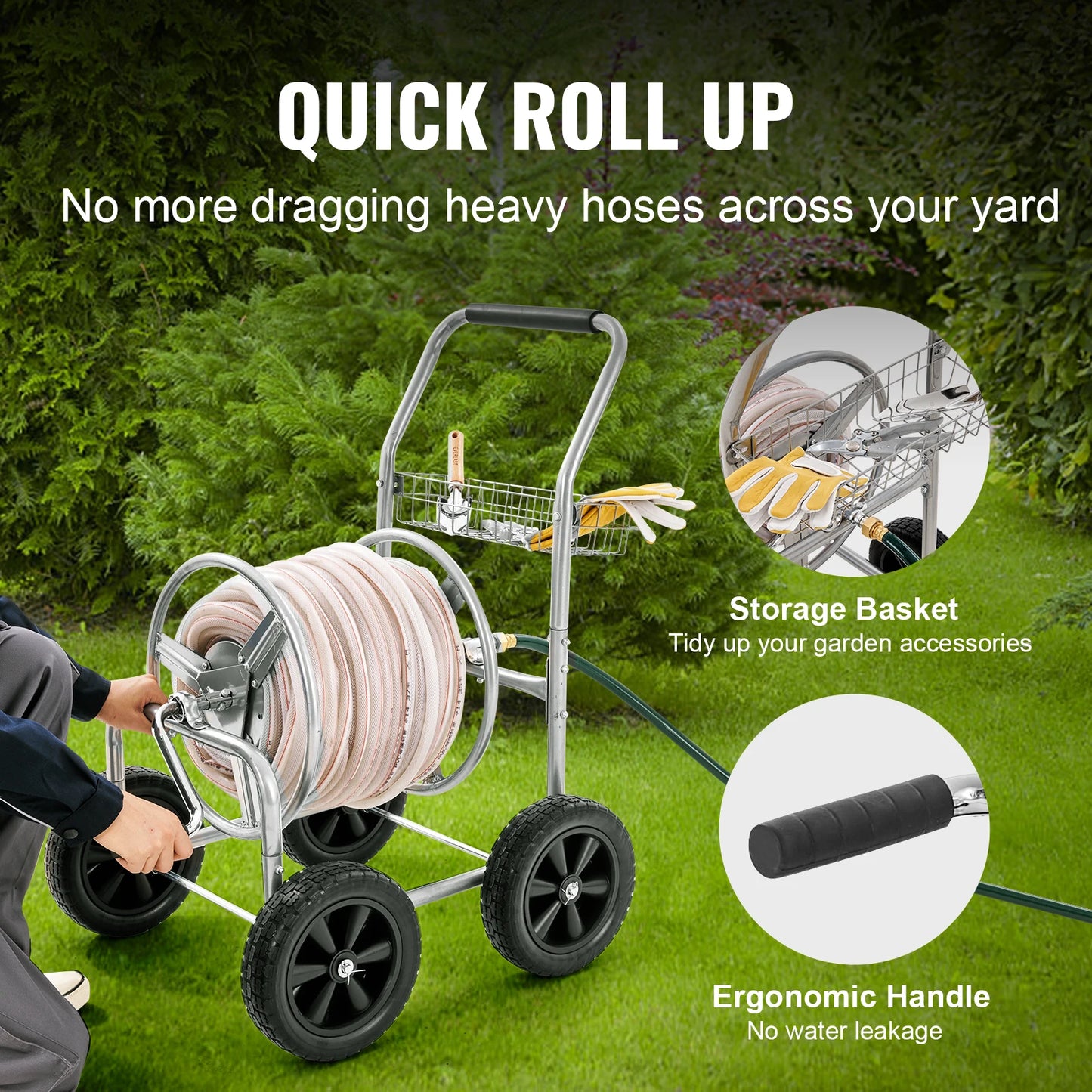 SucceBuy Hose Reel Cart Heavy Duty Garden