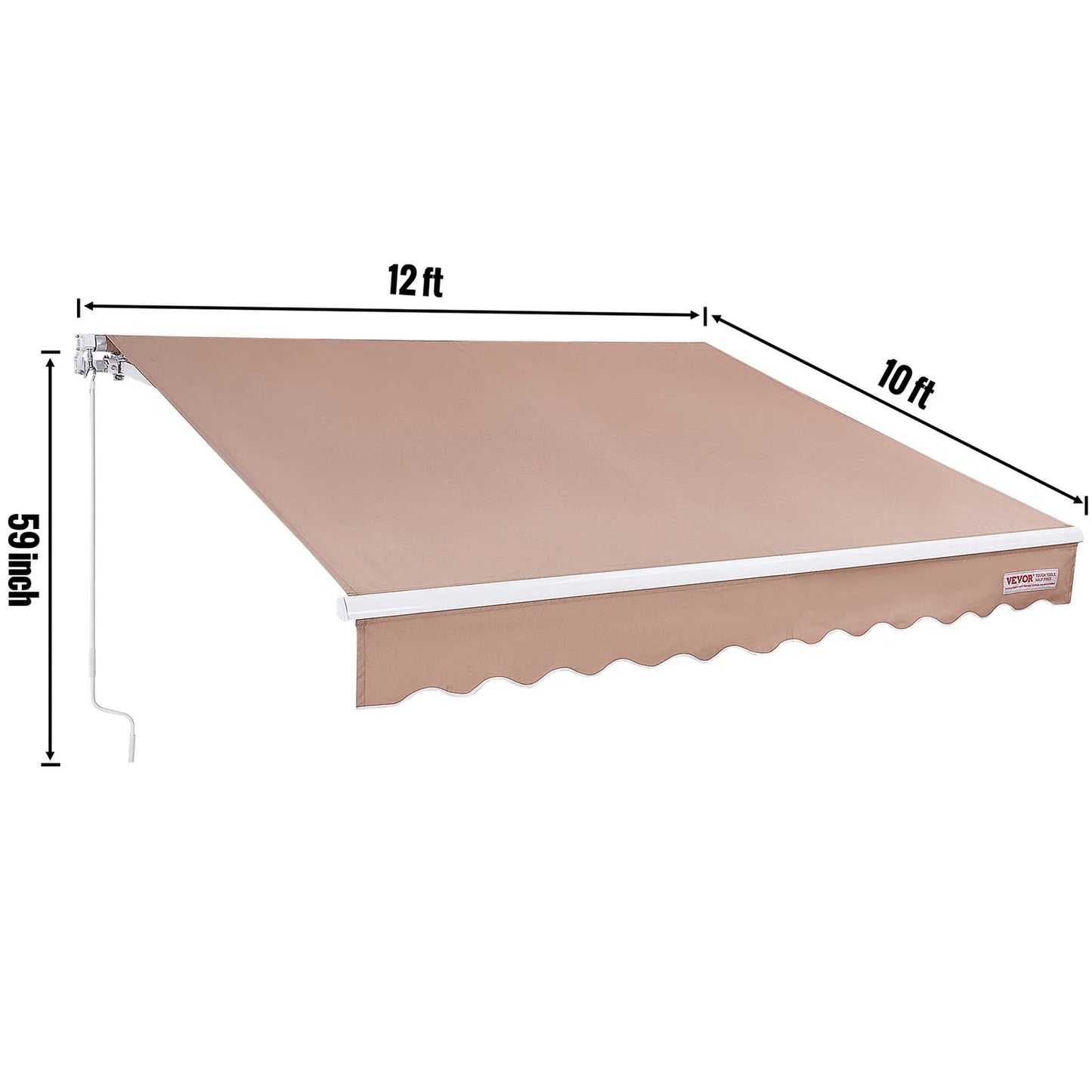 SucceBuy Manual Retractable Awning Outdoor Sun Shade Water Resistant
