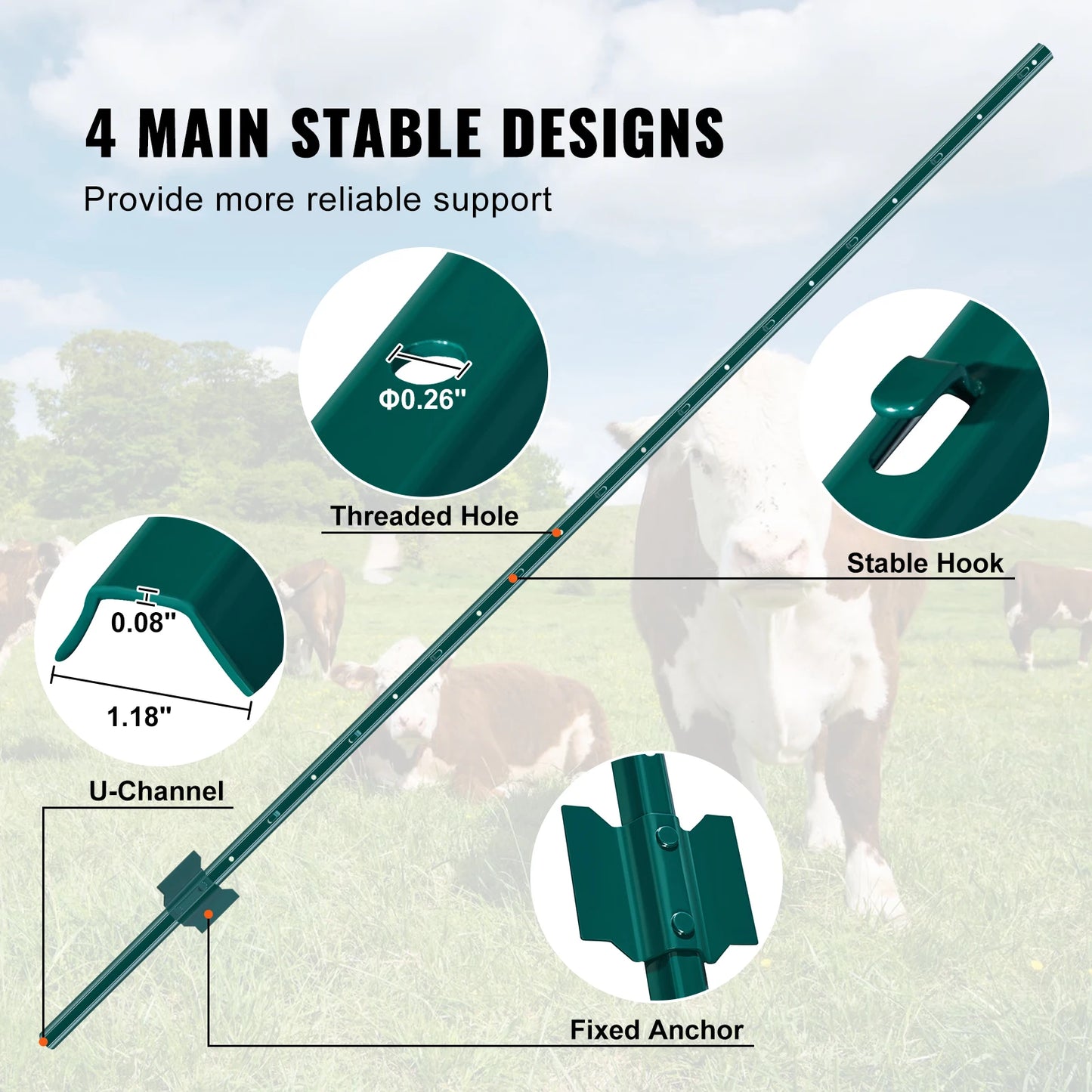 SucceBuy Heavy Duty Fence Post T-Post Steel Garden Stakes