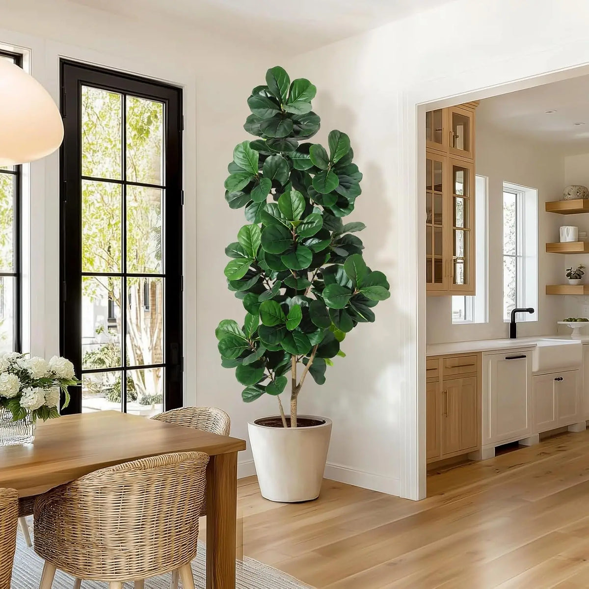 HiMiss Artificial Fiddle Leaf Fig Tree With Indoor Planter