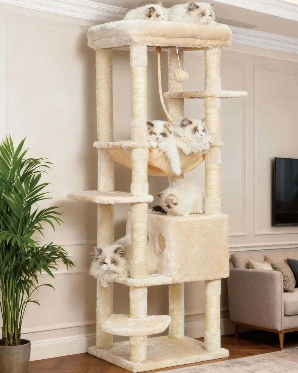 Cat Tree Indoor Multi Level Plush Condo For Indoor Cats