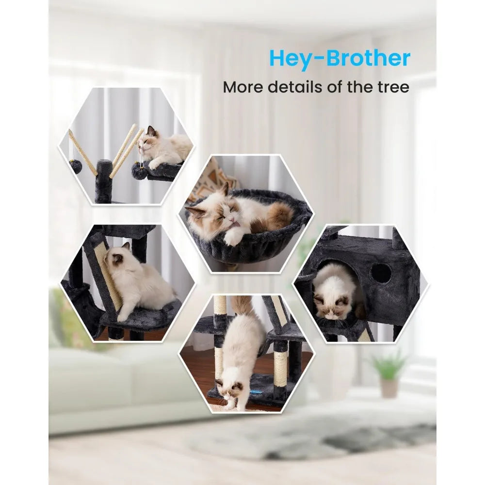 NBVCX Cat Tree Tower With Hammock Condo Scratching Posts