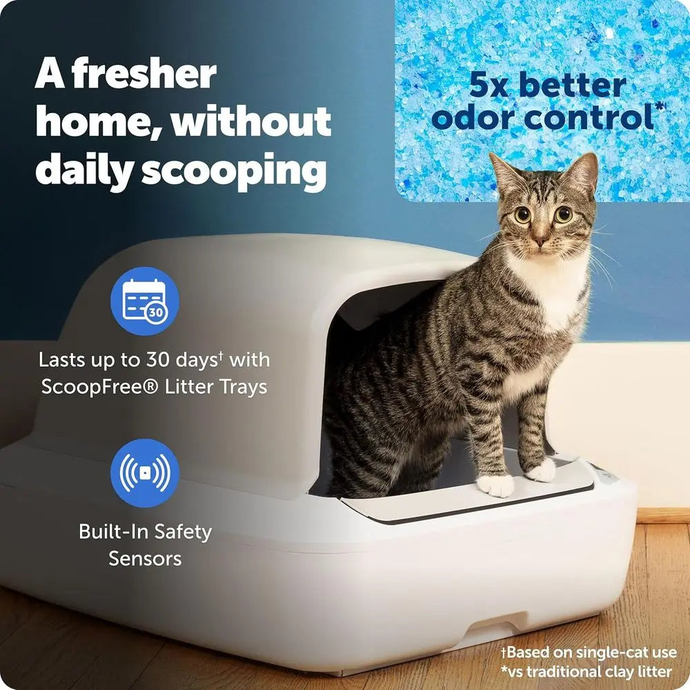 Crystal Pro Self Cleaning Cat Litter Box System Odor Control