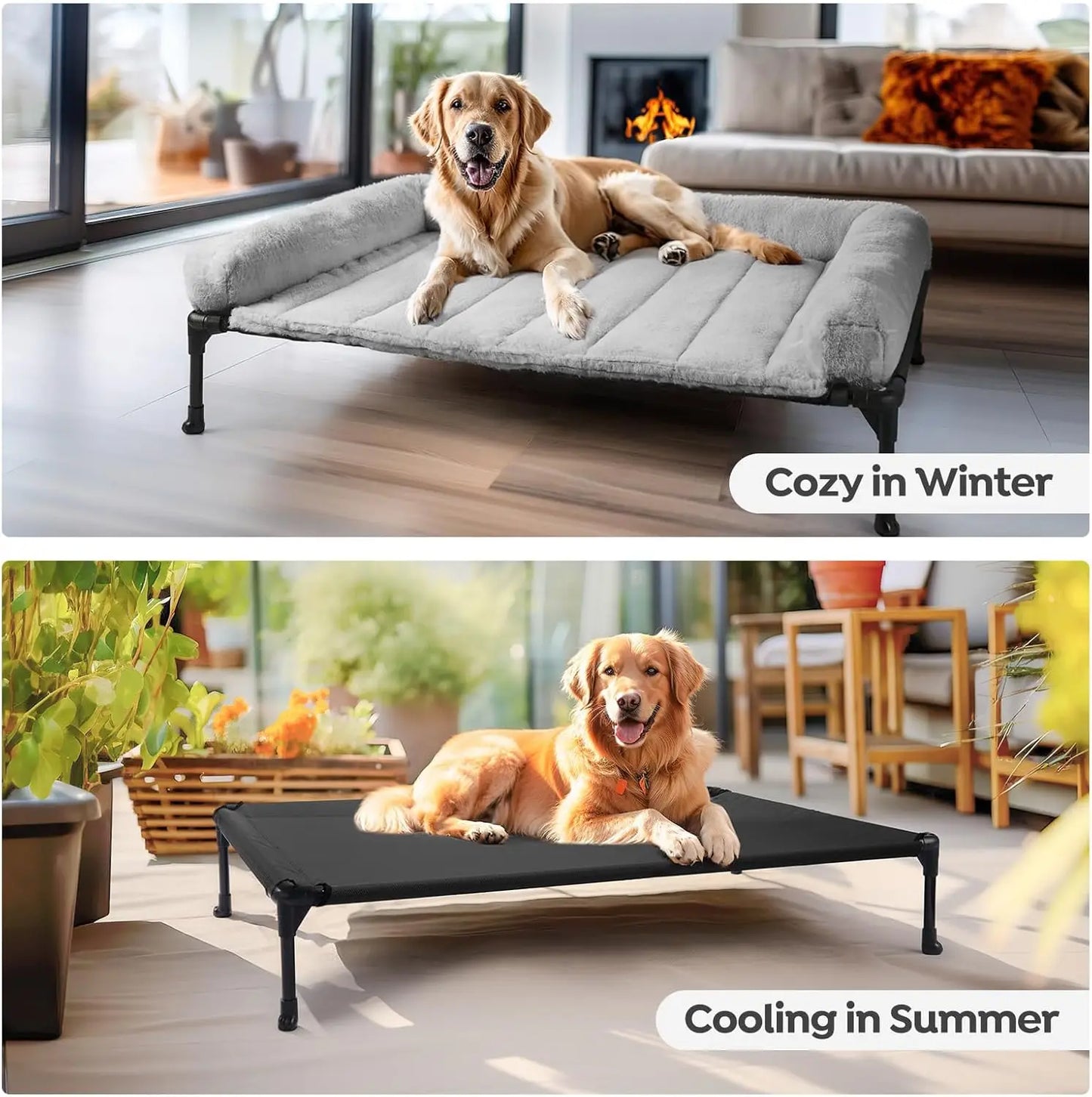 Elevated Orthopedic Dog Bed With Fluffy Bolster And Removable Mat