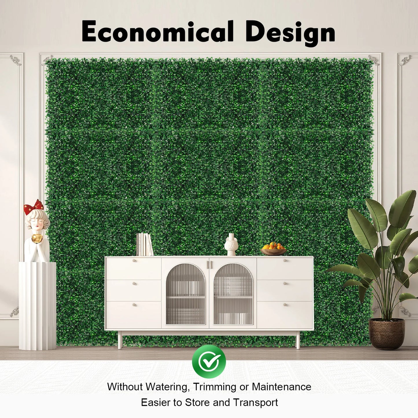 Artificial Grass Mat Panel PE Waterproof Wall Hedge For Indoor Outdoor Decor