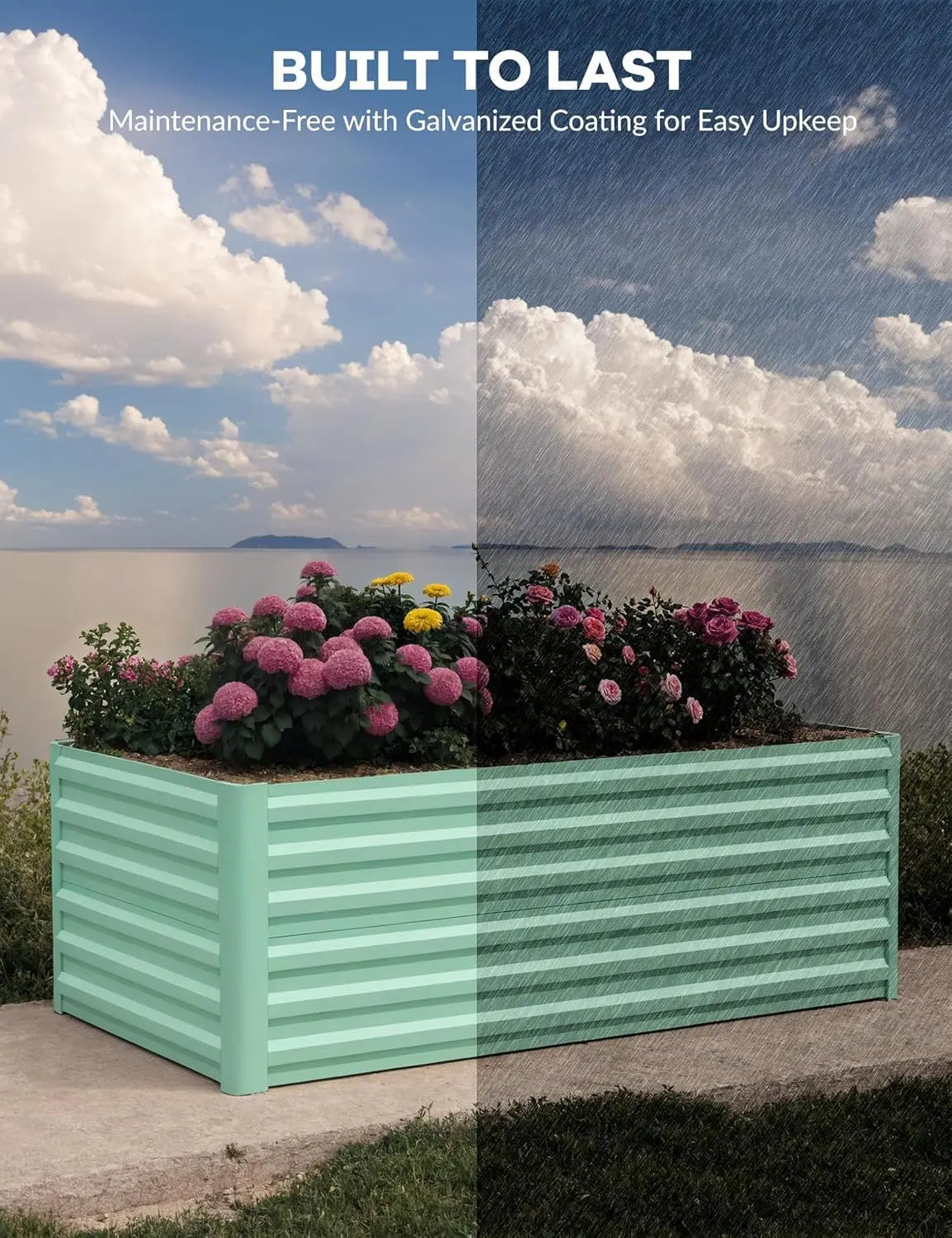 TWISTER.CK Galvanized Raised Garden Bed For Vegetables, Flowers, Herbs