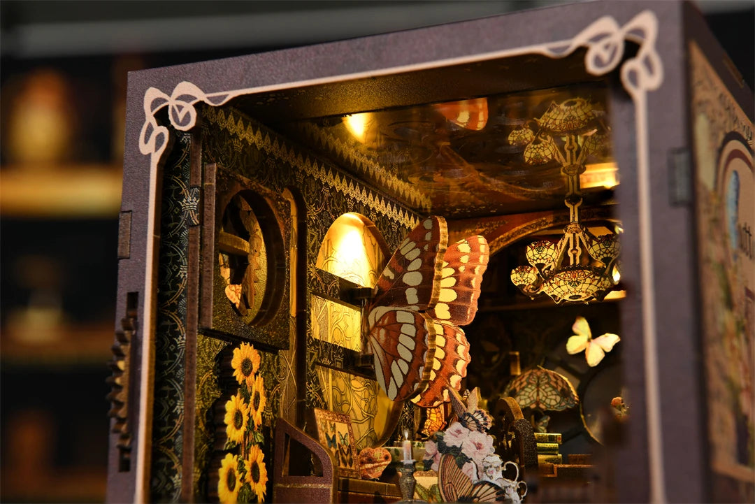 DIY Wooden Puzzle Miniature House Kit For Bookshelf Decor