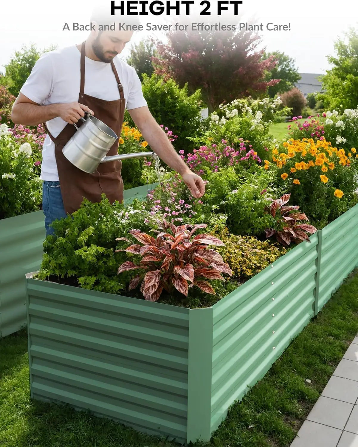 TWISTER.CK Galvanized Raised Garden Bed For Vegetables, Flowers, Herbs