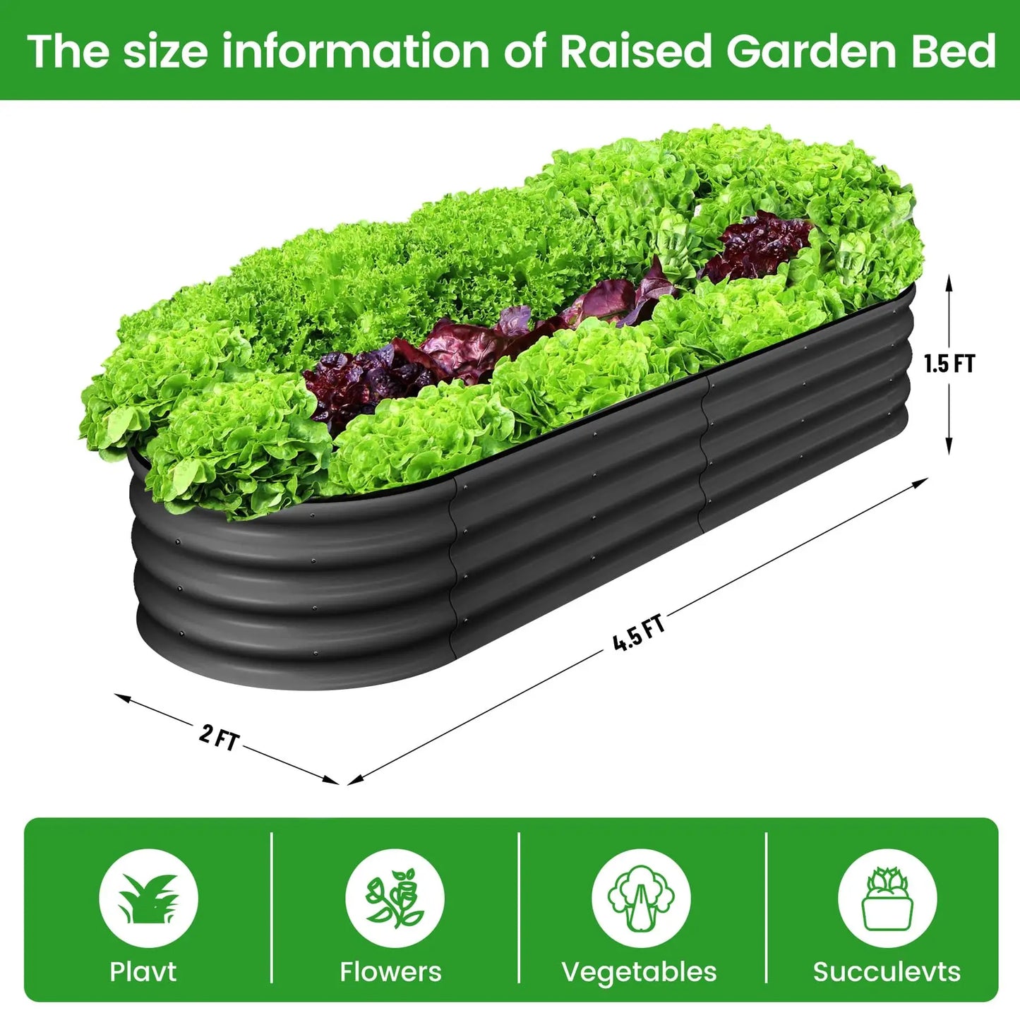 HiMISS Two Pack Oval Galvanized Steel Raised Garden Bed