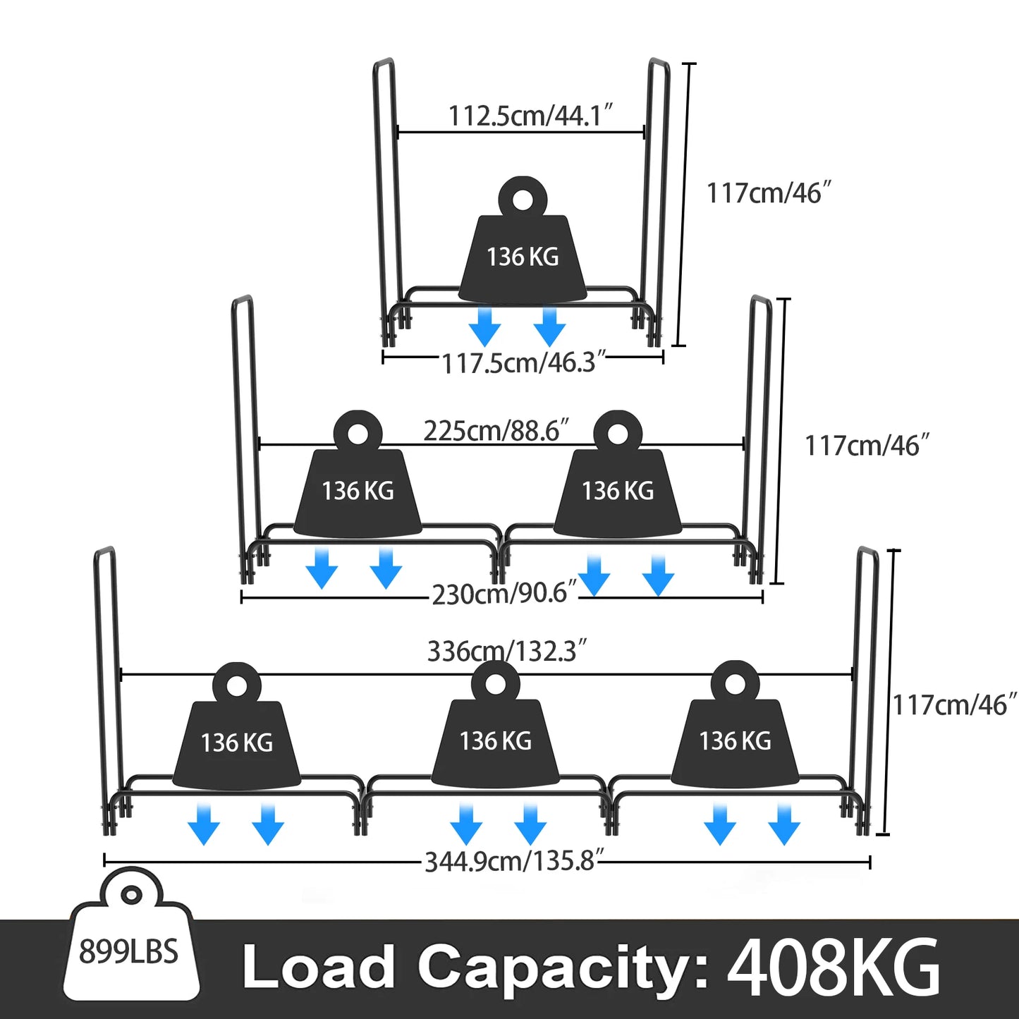 Heavy Duty Metal Wood Log Store Rack For Outdoor Use