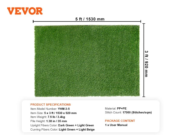 Artificial Grass Rug Outdoor Patio Door Mat Drainage Holes
