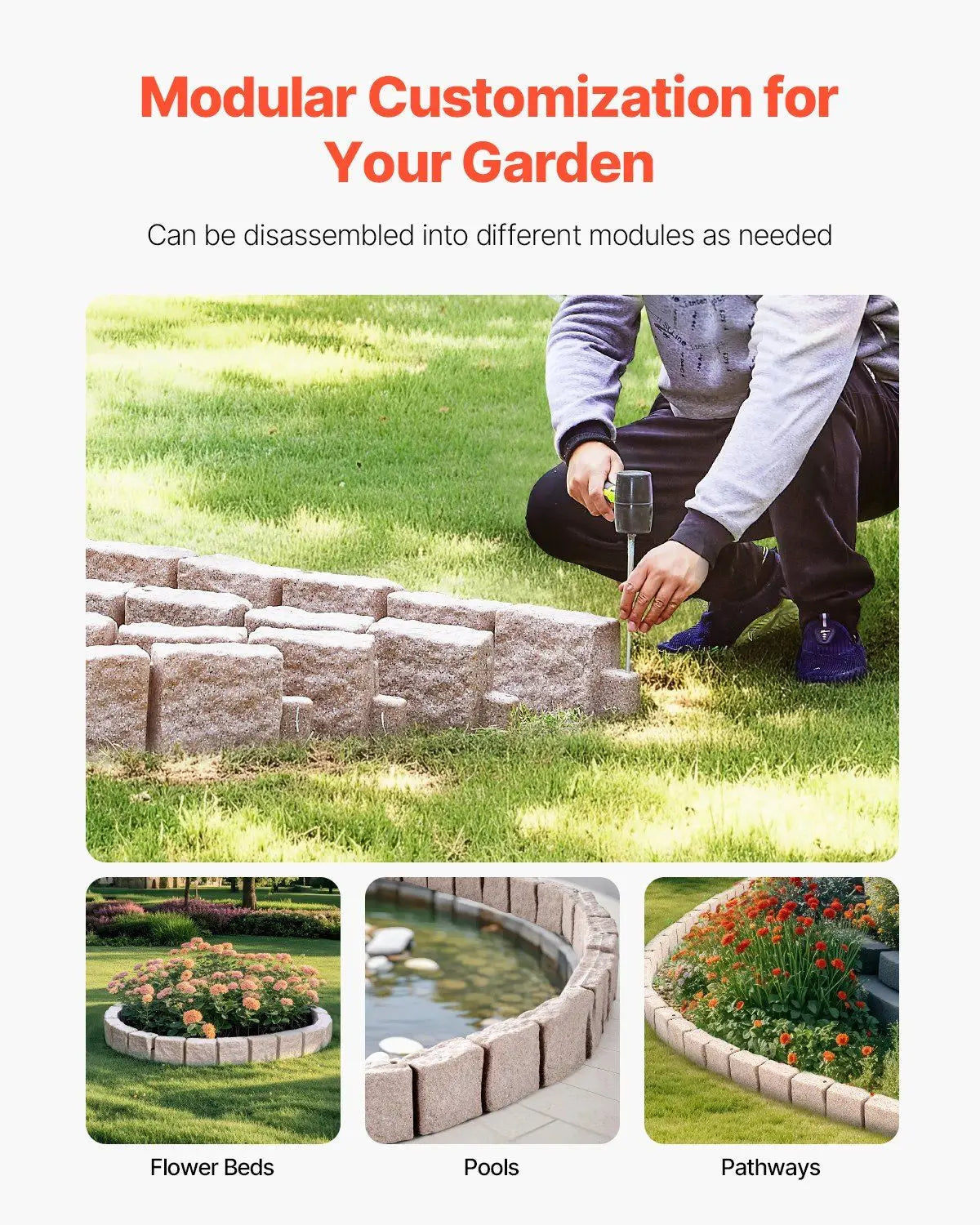 Faux Stone Landscape Edging Flexible Border With Anchoring Spikes