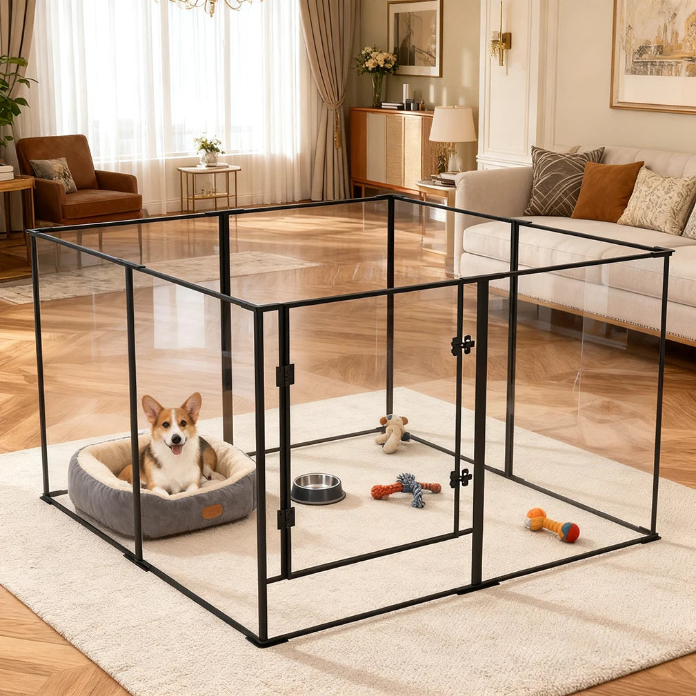 BORWART Premium Acrylic Playpen For Pets With Full Visibility