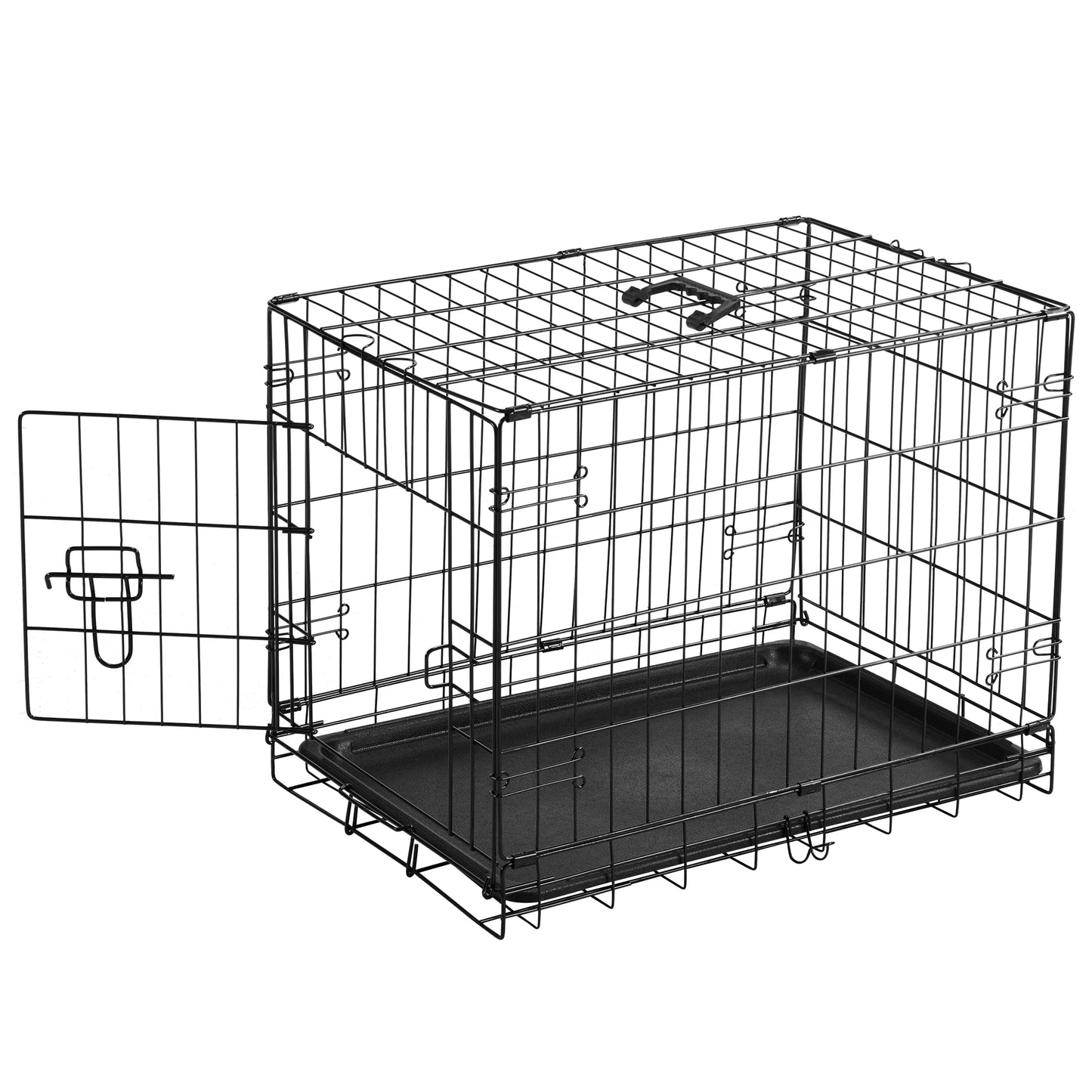 JHK Folding Metal Wire Dog Cage With Leak Proof Pan