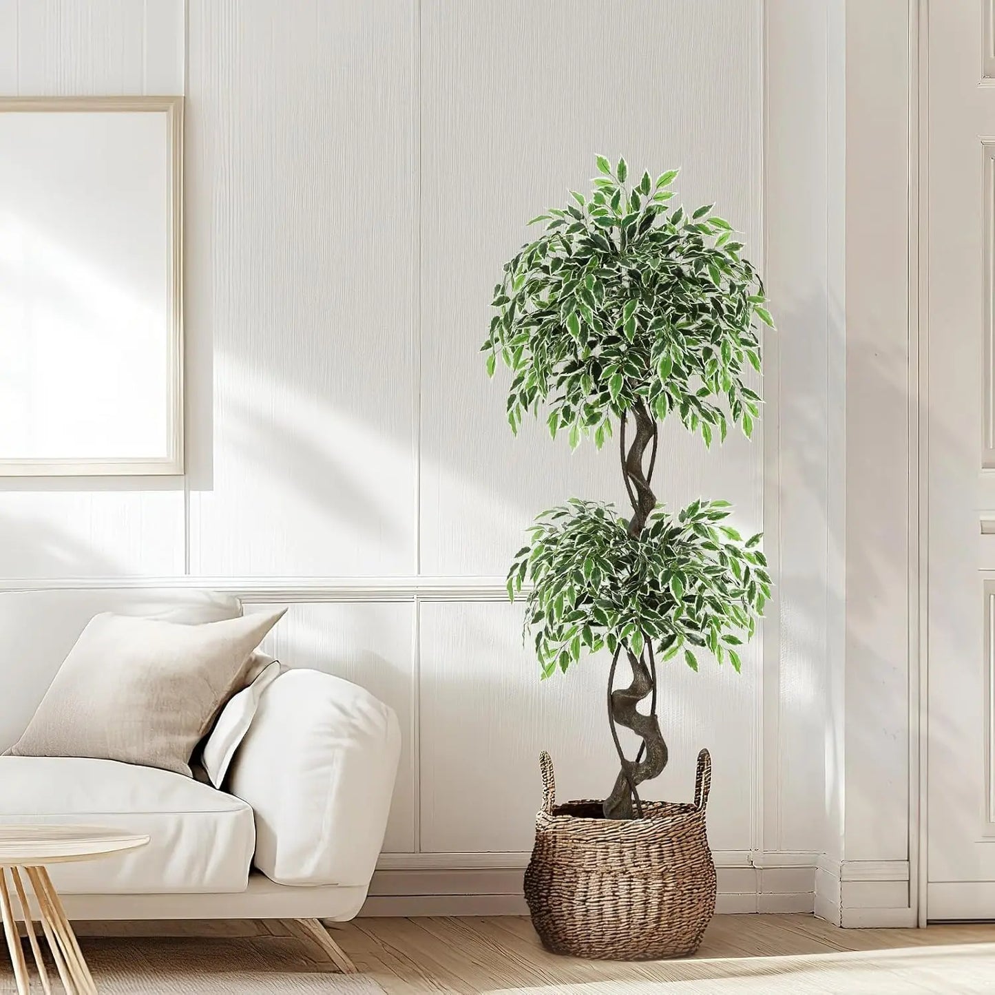 HiMISS Artificial Ficus Tree Indoor Outdoor Pebbles Moss Decor