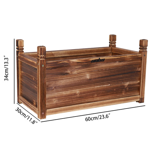 Outdoor Solid Pine Wood Raised Garden Planter Box For Flowers
