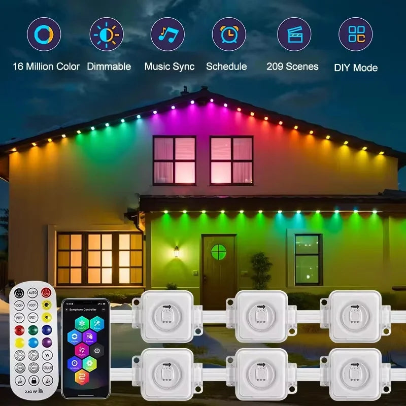 MIMIRGB RGB Eaves LED Outdoor String Lights With Bluetooth App