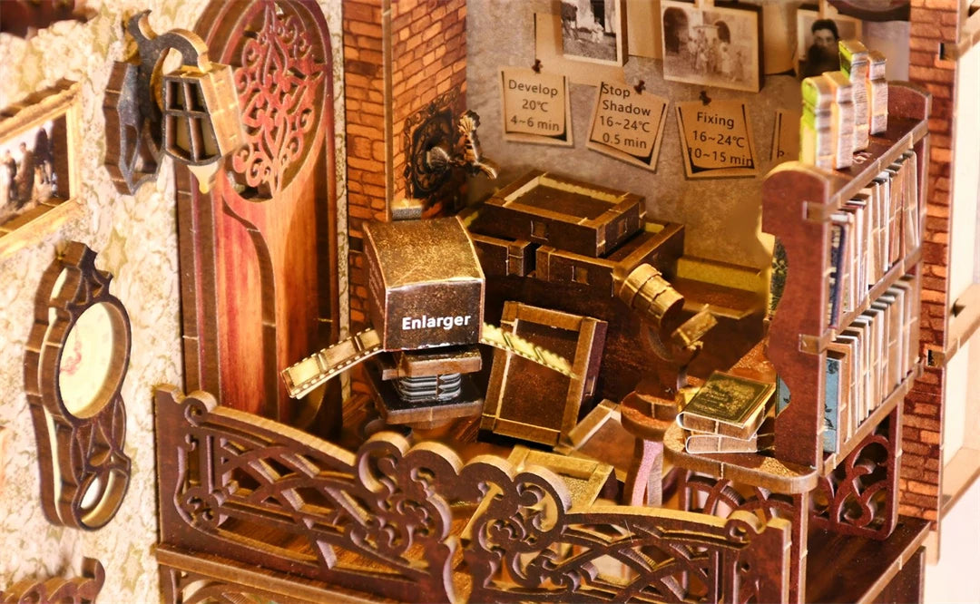 DIY Wooden Puzzle Miniature House Kit For Bookshelf Decor