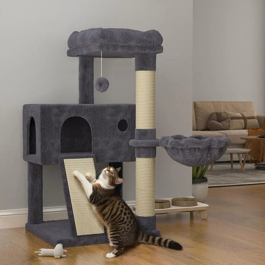 XMSJ Cat Tree Tower With Hammock And Sisal Scratching Post For Indoor Cats
