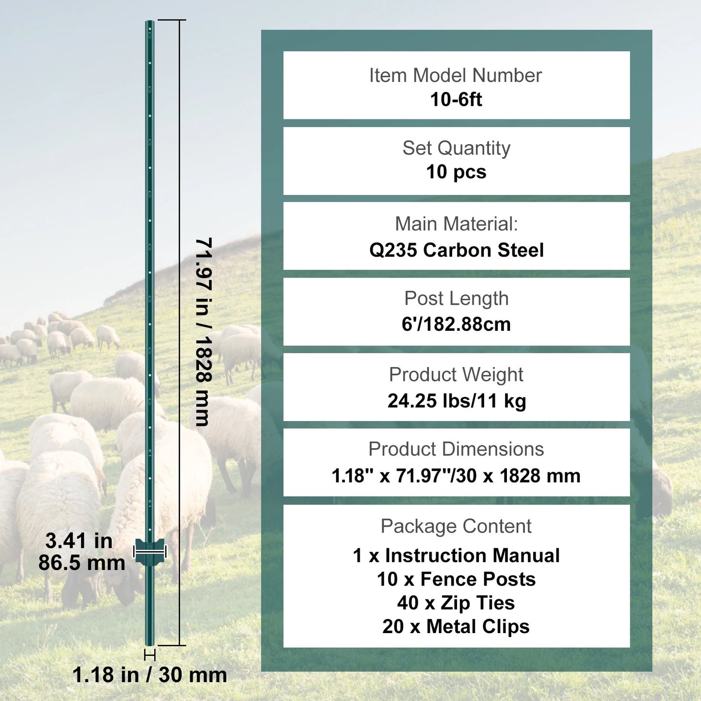 SucceBuy Heavy Duty Fence Post T-Post Steel Garden Stakes