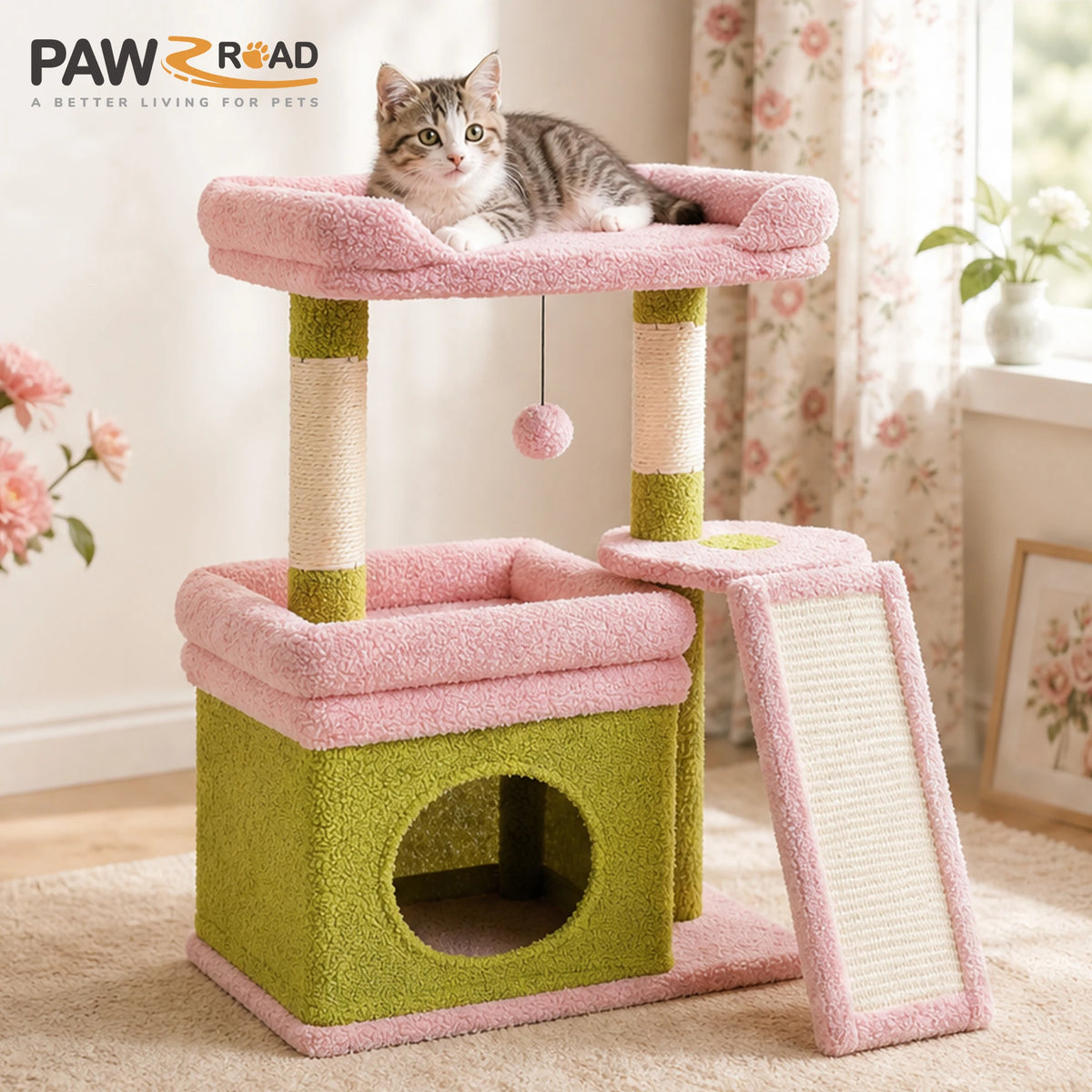 PAWZ Road Indoor Cat Tree Tower With Sisal Scratching Post