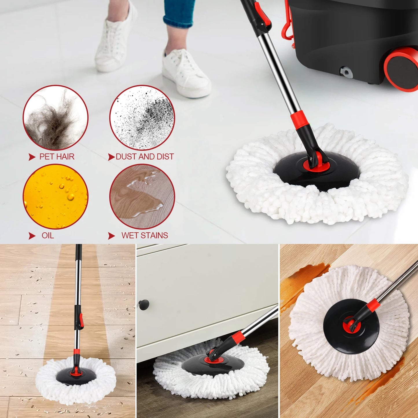 Spin Mop Replacement Heads Microfiber Refills For Dry And Wet