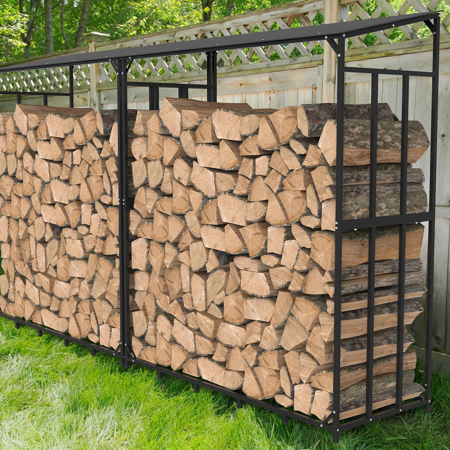 Outdoor Firewood Rack With Waterproof Cover Heavy Duty