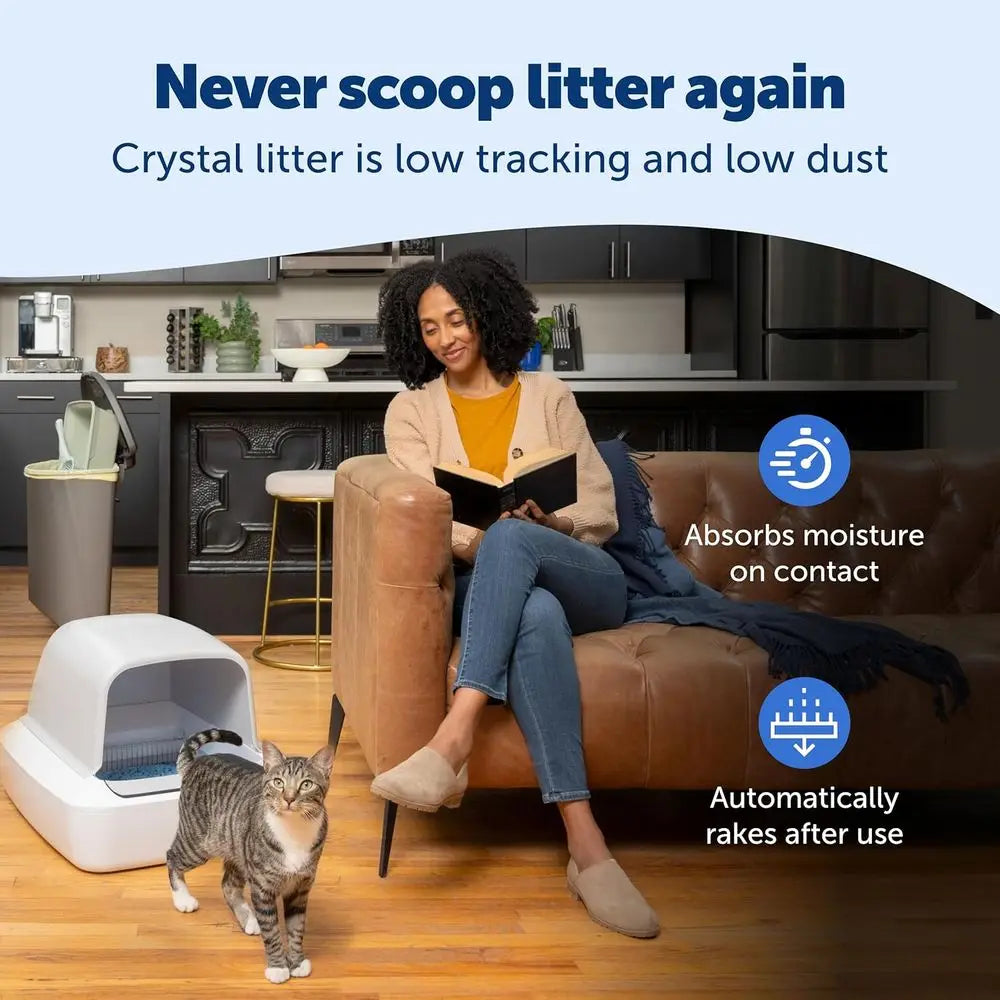Crystal Pro Self Cleaning Cat Litter Box System Odor Control