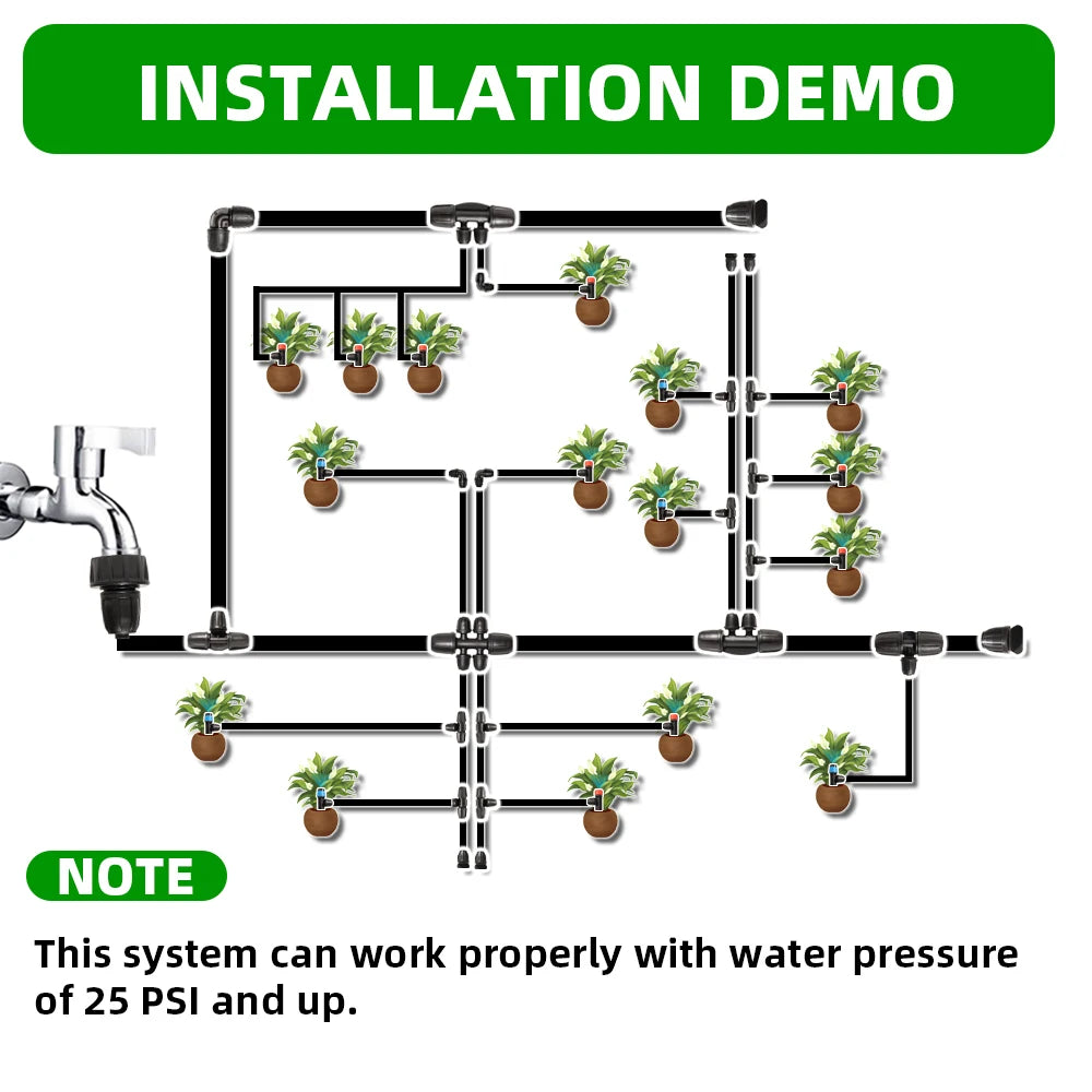 Large Area Drip Irrigation Kit With Locking Fittings