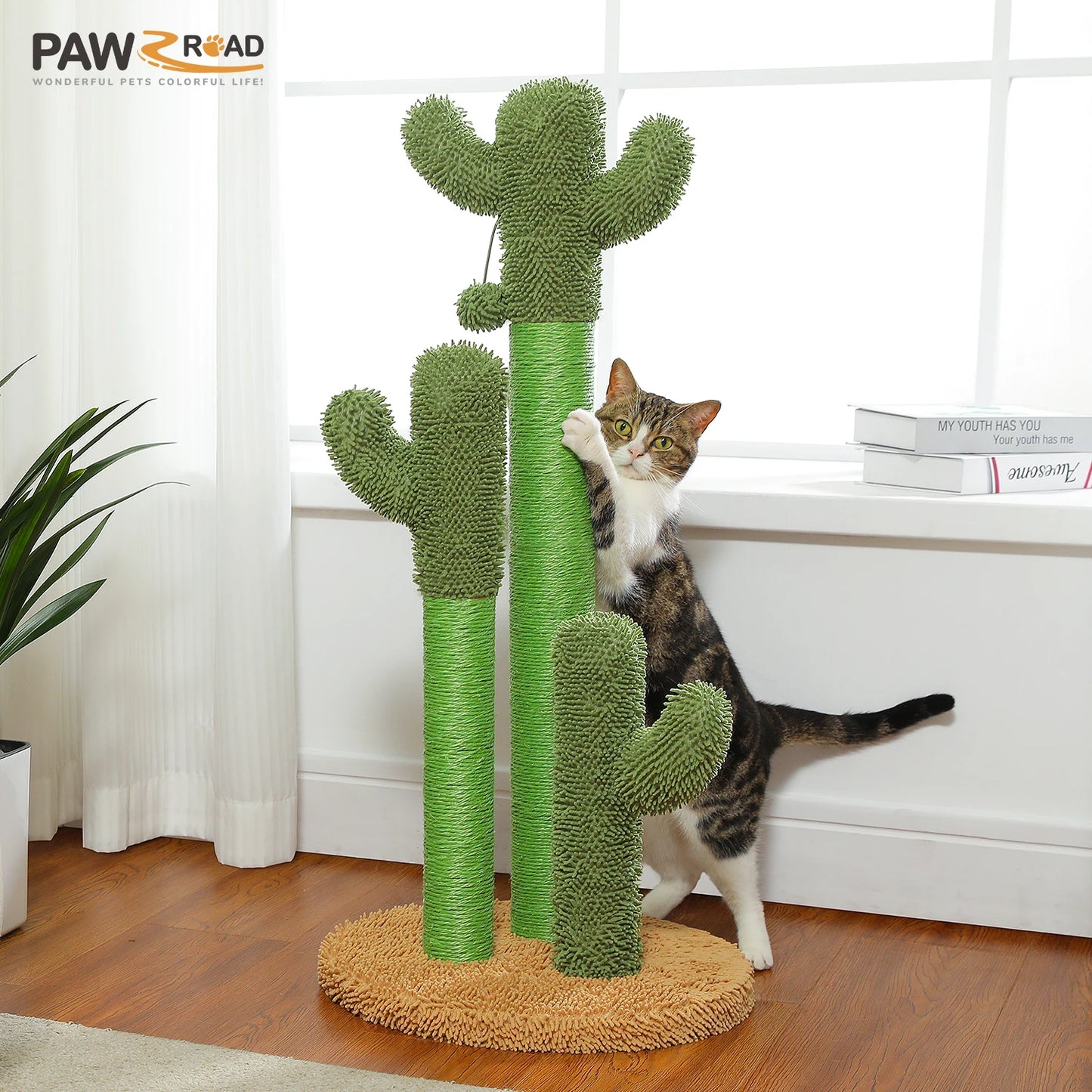 Pequlti Cactus Cat Tree With Condo And Hammock Indoor Play