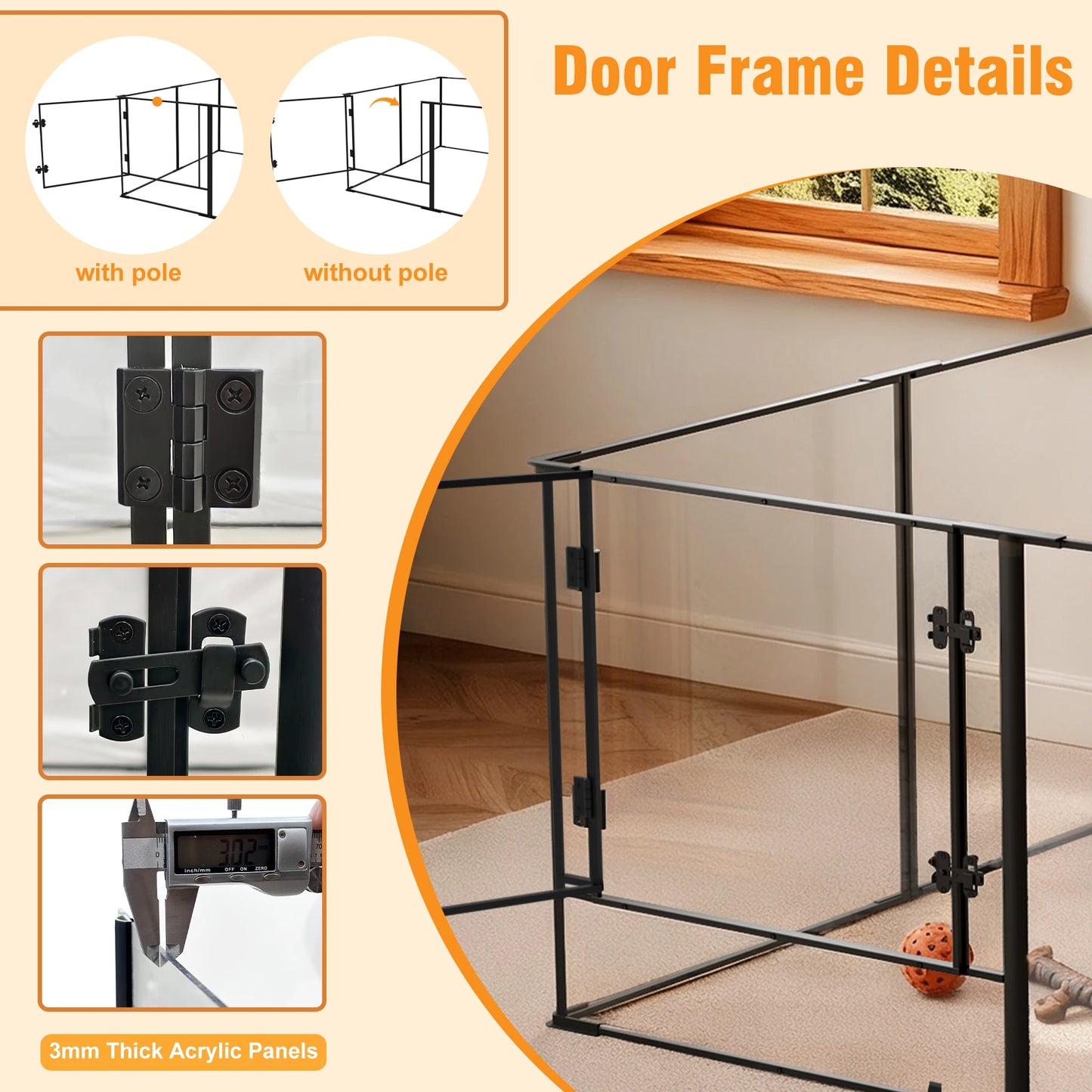 BORWART Premium Acrylic Playpen For Pets With Full Visibility