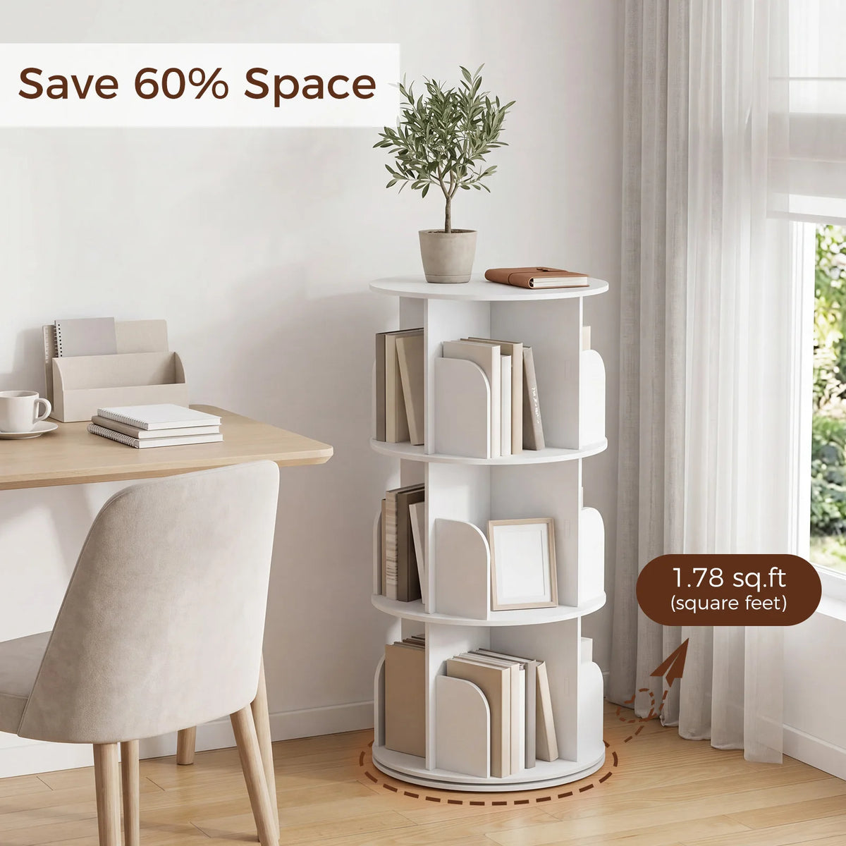 Premium Rotating Bookshelf Display Rack For Organized Home Storage