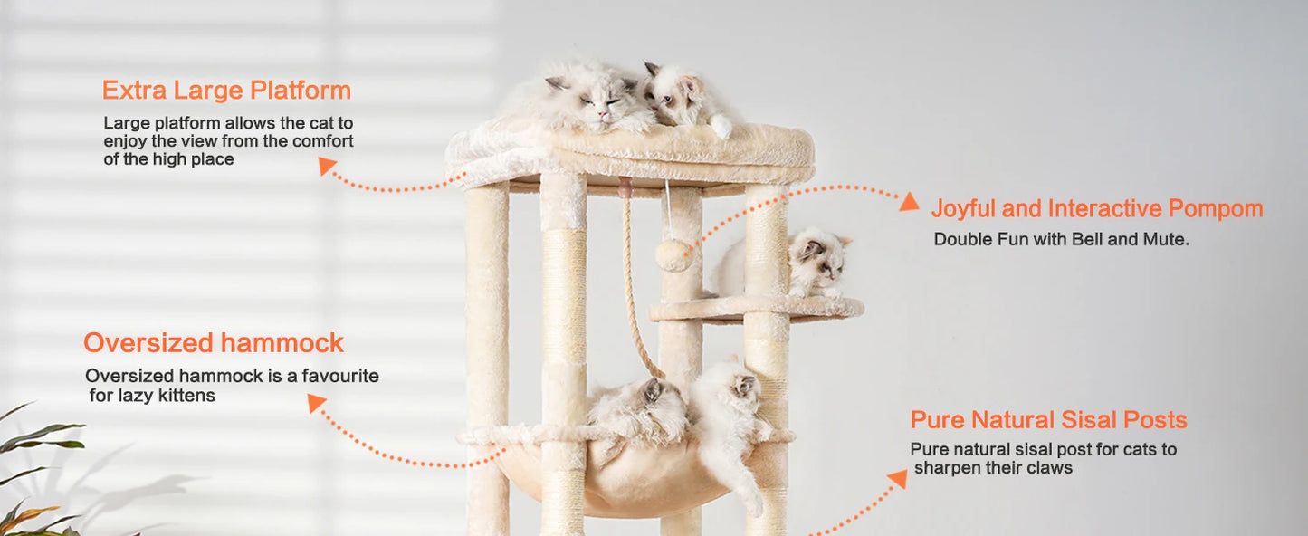 Cat Tree Indoor Multi Level Plush Condo For Indoor Cats