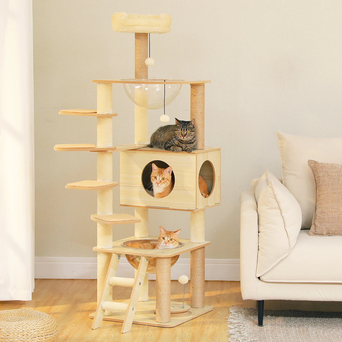 PAWZ Ro Multilevel Cat Tree With Scratching Posts And Hammock