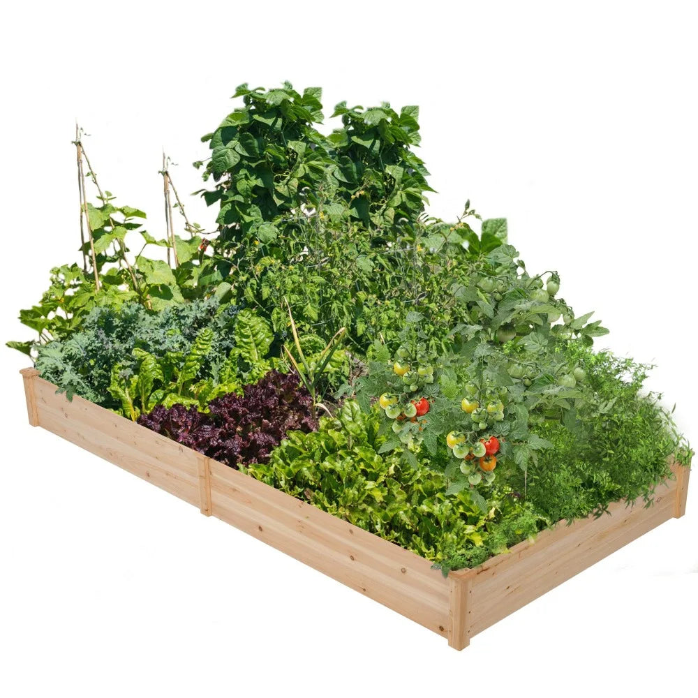 Wooden Raised Garden Bed Divisible Planter For Flowers Vegetables Herbs