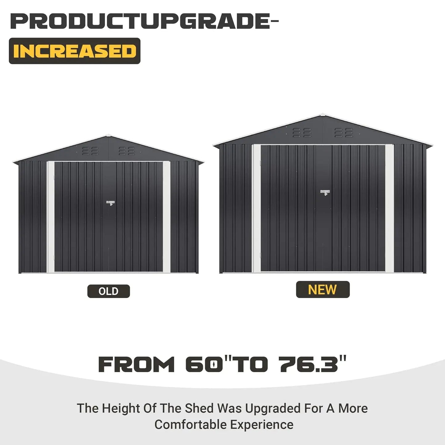 Outdoor Metal Storage Shed Waterproof With Reinforced Frame Backyard Use