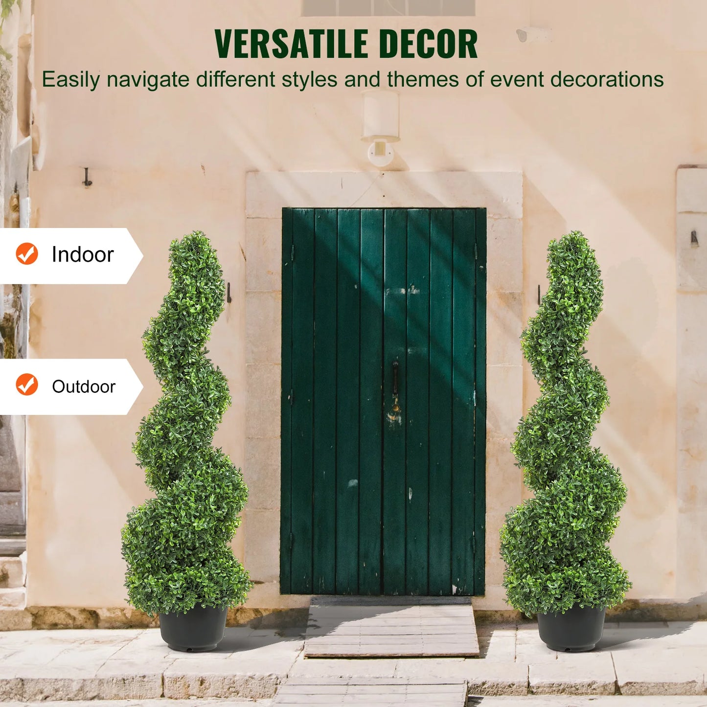 Artificial Boxwood Spiral Topiary Tree Outdoor Decor PE Plastic