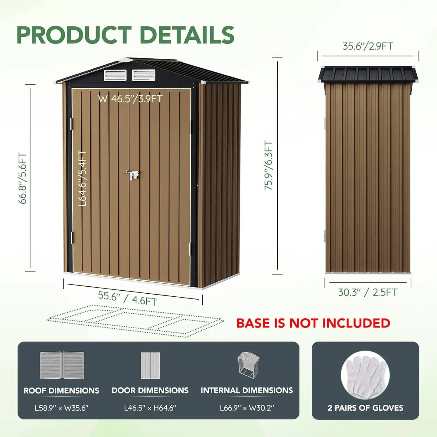 Outdoor Steel Storage Shed With Lockable Doors For Garden