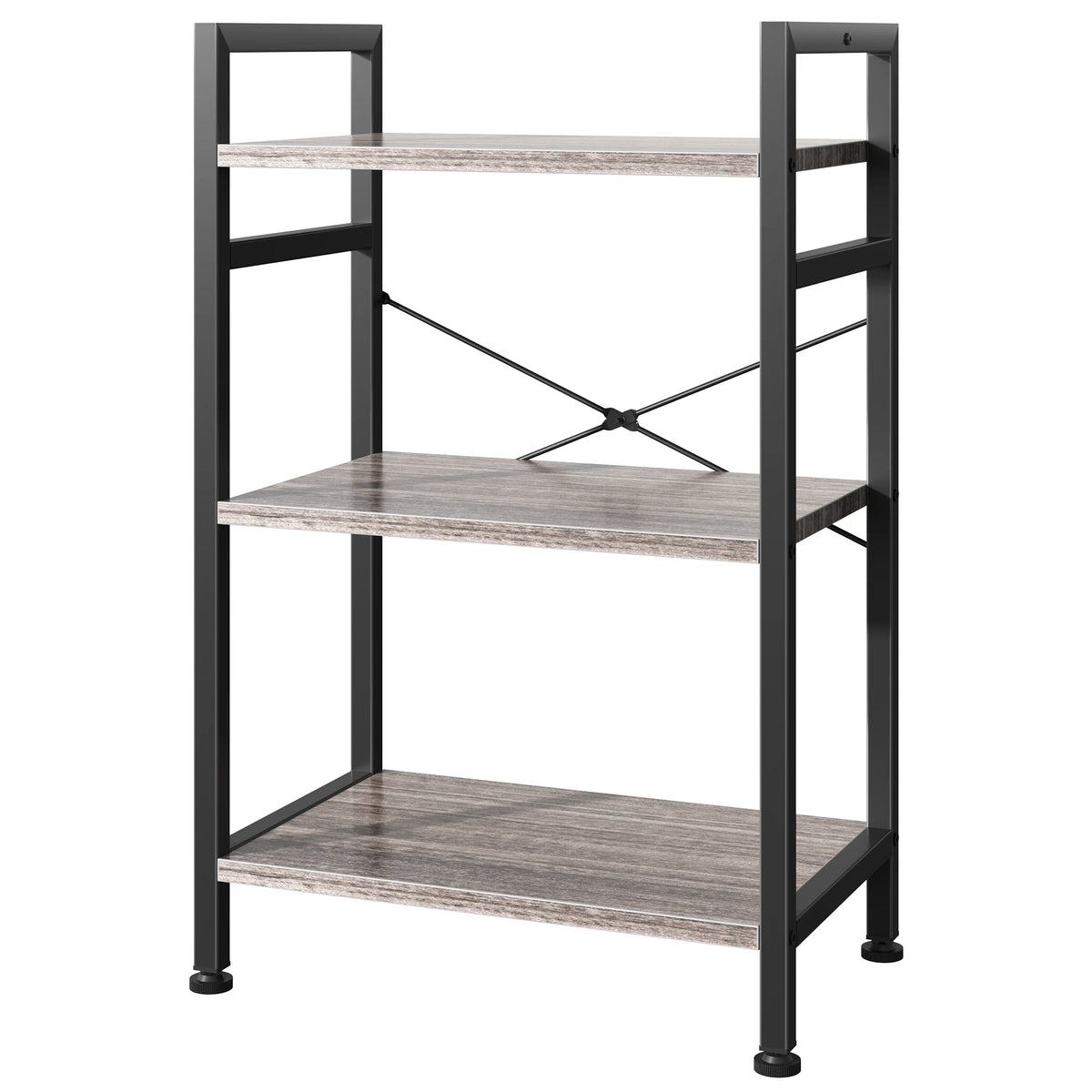 Freestanding 3 Tier Metal Bookshelf With Adjustable Feet Home Decor