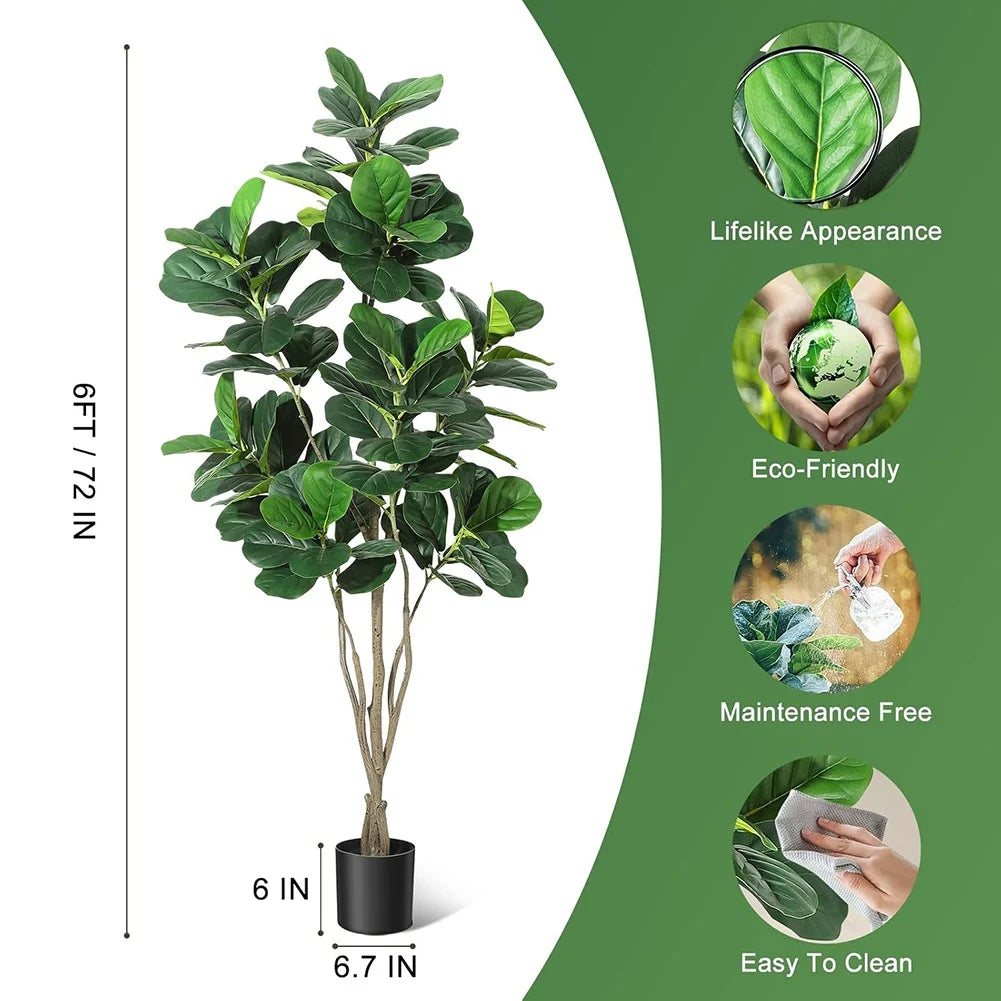HiMISS Artificial Fiddle Leaf Fig Tree With Pot Home Decor