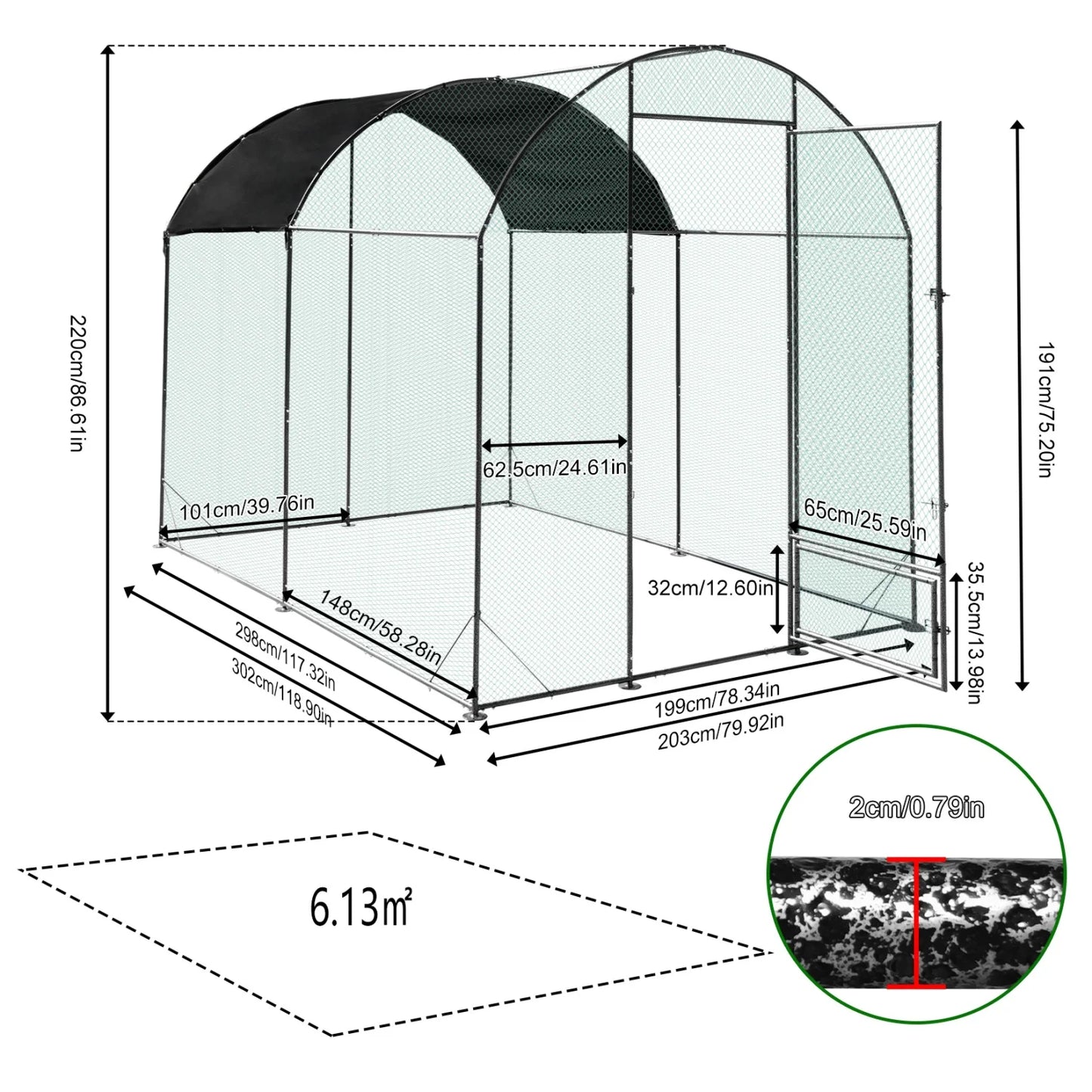 BINGOPAW Metal Walk In Chicken Coop With Nylon Netting
