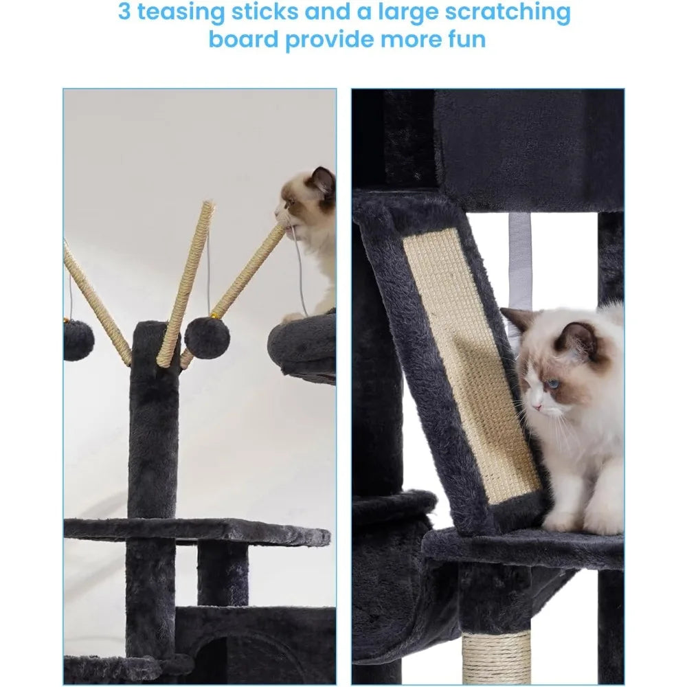NBVCX Cat Tree Tower With Hammock Condo Scratching Posts