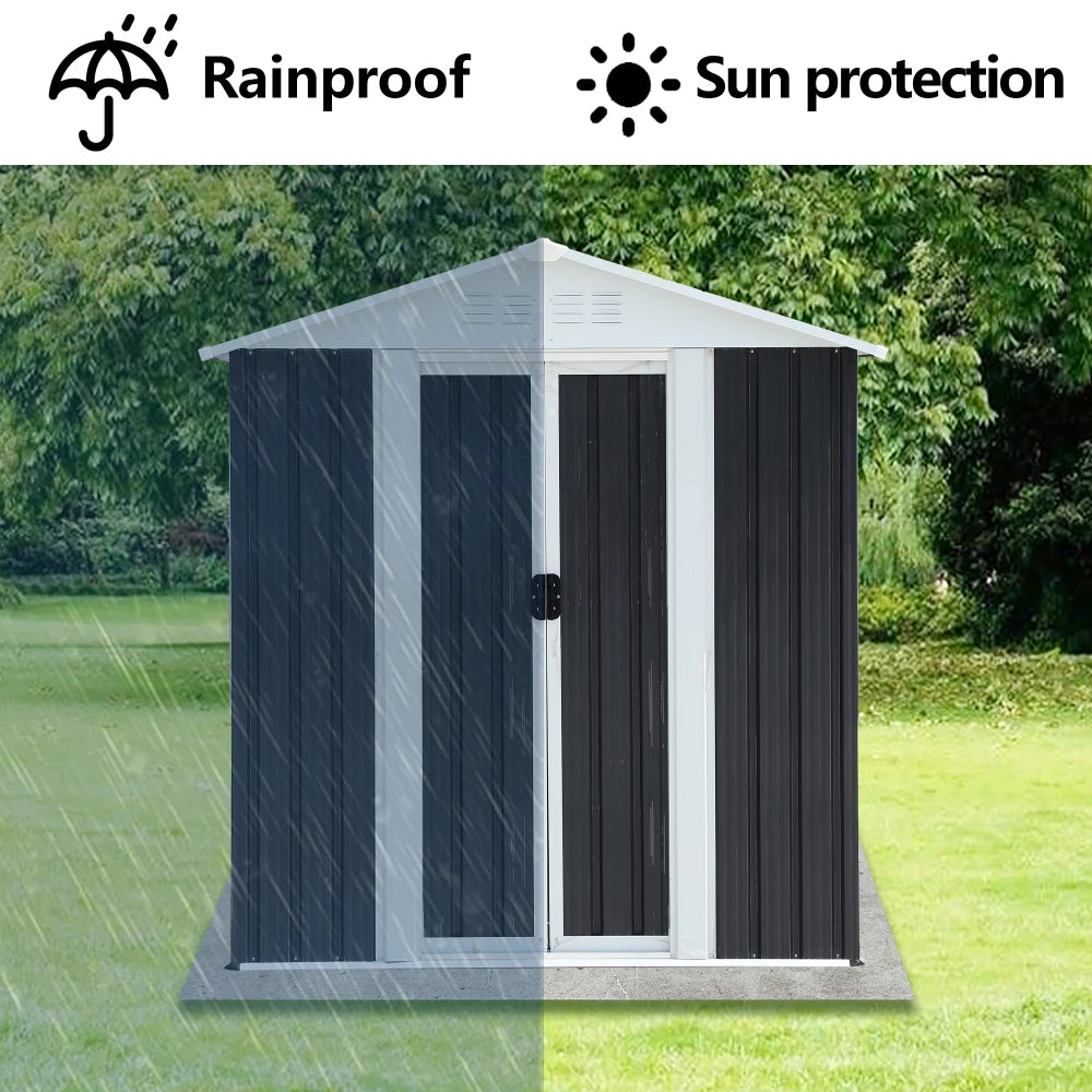 Outdoor Waterproof Garden Tool Storage Shed With Sliding Doors