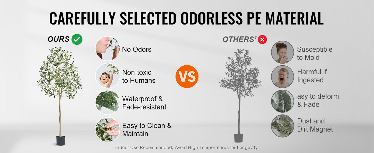 SucceBuy Artificial Olive Tree Faux Plant With Anti Tip Design